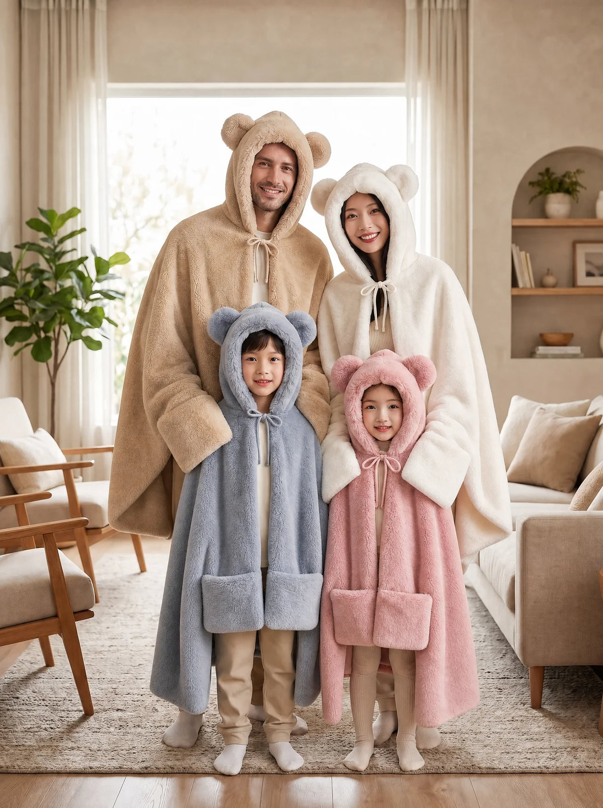 Snuggle Bud™ Bear Hooded Nap Blanket – Cozy Wearable Cape (Kids & Adult)